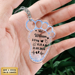 Personalized New Baby Foot Acrylic Keychain