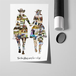 Horse Couple Themed Personalized Custom Photo Collage Poster Cowboys Cowgirls Gifts