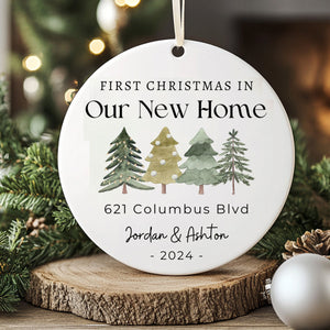 Personalized First Christmas in Our New Home 2024 Christmas Ceramic Ornament