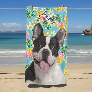 Personalized Upload Dog Photo Beach Towel