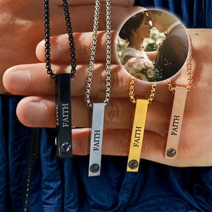 Personalized bar name necklace with photo, photo projection necklace for Dad, Man, Friend