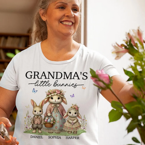 Vintage Grandma Bunny Easter Personalized  Pure Cotton T-Shirt