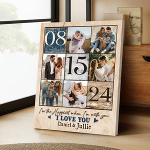 Personalized Couple Photo Collage Canvas Poster,Anniversary Gift