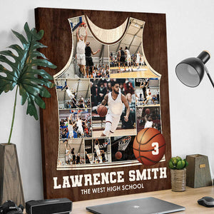 Personalized Basketball Jersey Photos Collage Canvas Poster Basketball Player Gift