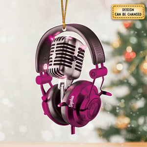 Personalized Microphone Christmas Ornament, Gift For Sing Lover