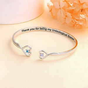 Personalized Birthstones Bracelet For Bestie, Best Friend - Thank You For Being My Unbiological Sister