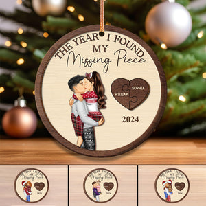 The Year I Found My Missing Piece Kissing Couples - Personalized 2-Layered Wooden Ornament