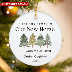 Personalized First Christmas in Our New Home 2024 Christmas Ceramic Ornament