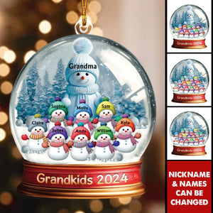 Personalized Custom Grandma With Grandkids Snowball Ornament