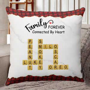 Family Connected By Heart Scrabble Name - Personalized Pillow