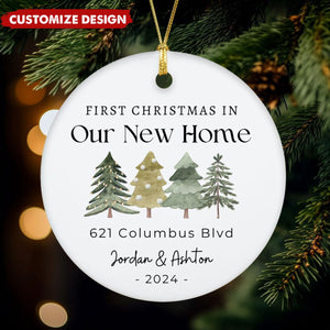 Personalized First Christmas in Our New Home 2024 Christmas Ceramic Ornament