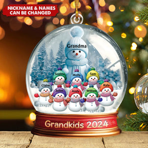 Personalized Custom Grandma With Grandkids Snowball Ornament