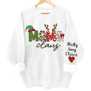 Nana Claus Christmas Personalized Sweatshirt Sleeve Custom Name