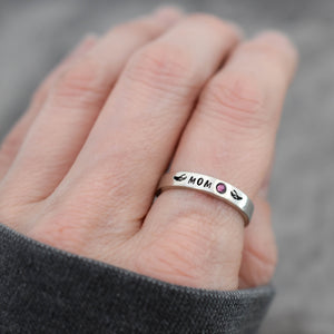 Personalized Angel Wings Memorial Stone Ring