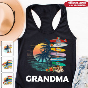 Personalized Grandma Surfboards Summer Vacation Tank Top