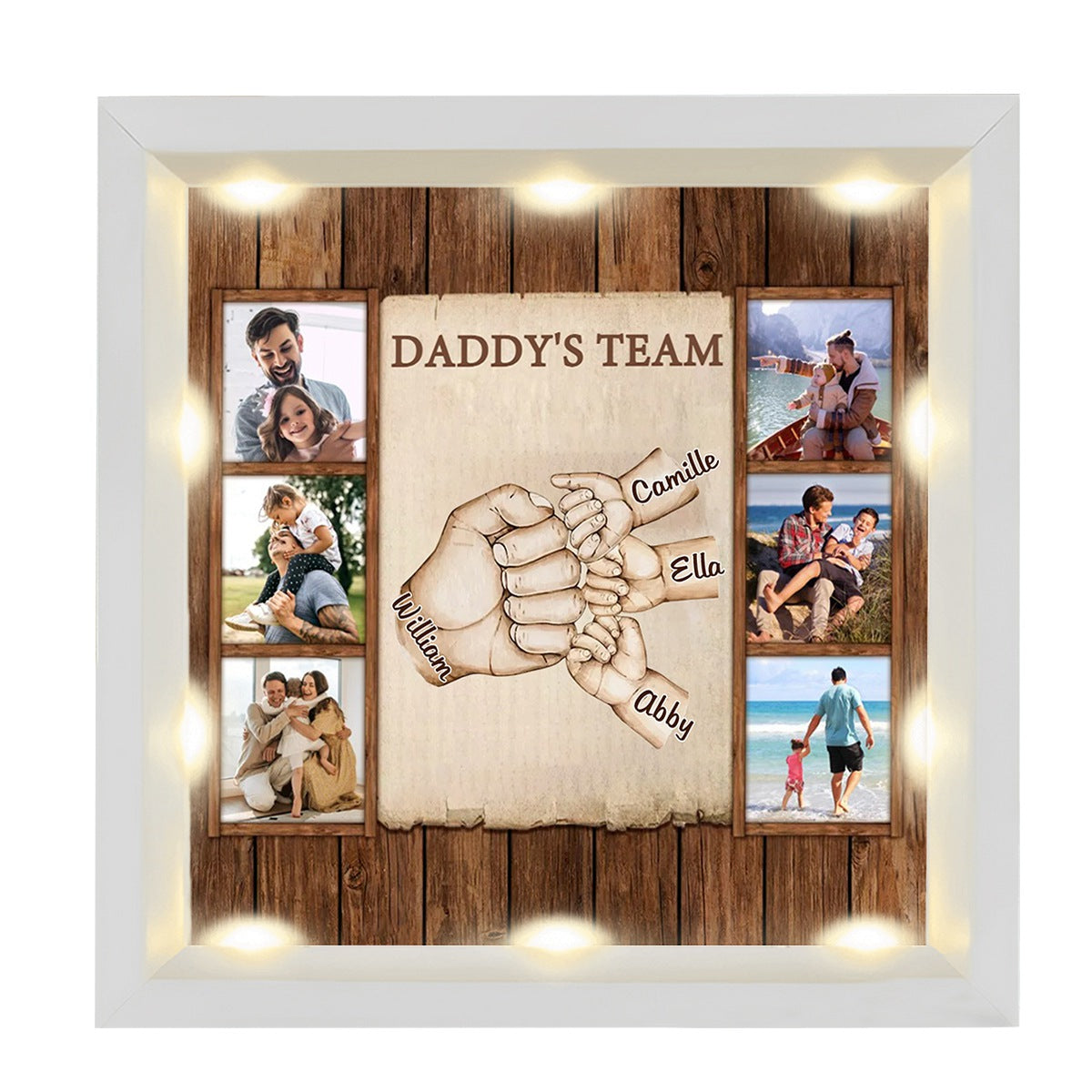 Personalized Light Shadow Box - Daddy’s Team Fist Bump Dad Gifts