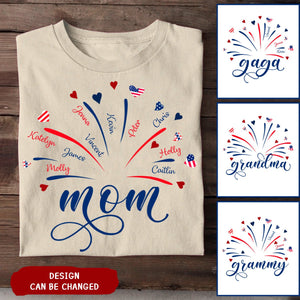 Personalized Firework Grandma And Kids Pure Cotton T-Shirt