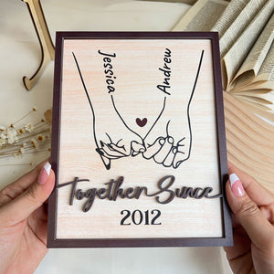 Together Since Holding Hand Forever Couple Personalized 2-Layer Wooden Plaque