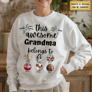 This Awesome Grandma Belongs To - Personalized Photo Sweatshirt - Gift for Grandma,Mom,Wife