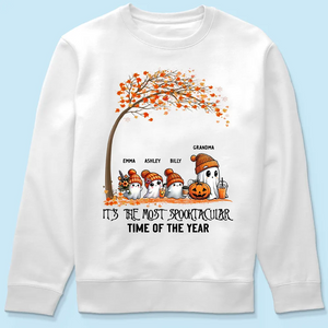 Grandma Spooky Ghost Personalized Sweatshirt, Fall Halloween Sweatshirt