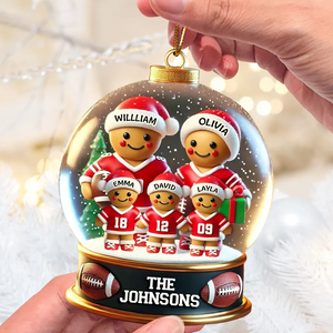 Personalized Globular Acrylic Christmas Ornament, Football Family Sport Lover