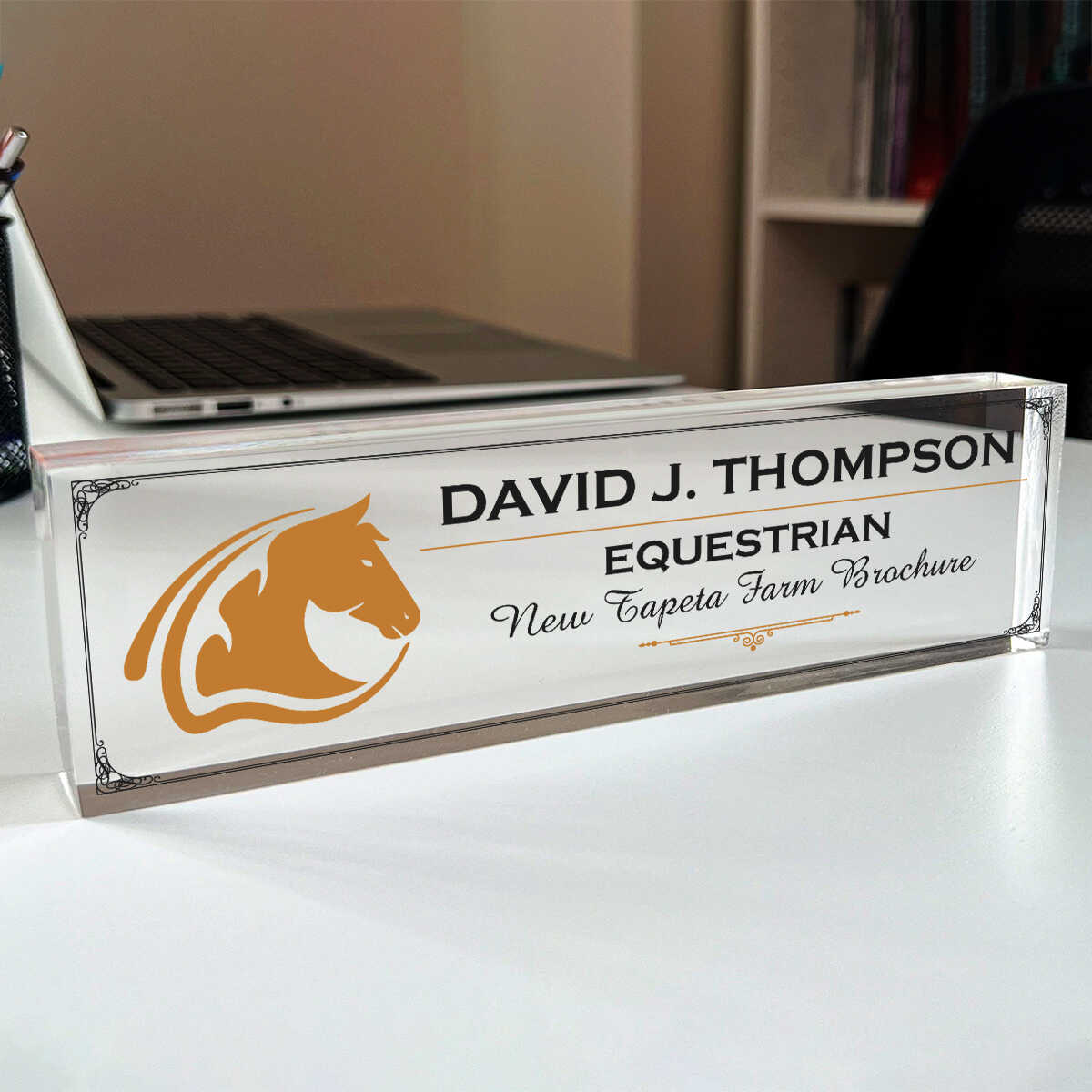 Horse Logo Personalized Acrylic Plaque Nameplate - Executive Office, Office Decor