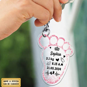 Personalized New Baby Foot Acrylic Keychain