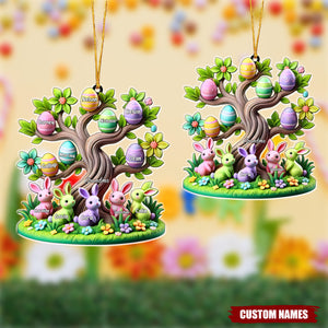 Easter Grandma Bunny Egg Tree Personalized Acrylic Car Ornament