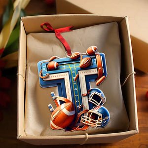 Football Ornament - Personalized Alphabet Letter Gifts With Football Lovers