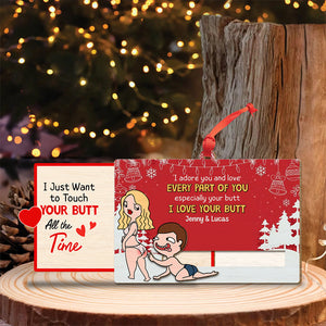 I Adore You And Love Every Part Of You - Couple Personalized Wooden Slider Ornament, Christmas Gift For Partner