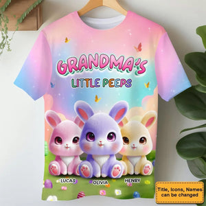 Personalized Grandma's Little Bunny Easter All-over Print T-Shirt