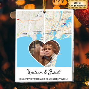 Long Distance Relationship Couple Gift - Personalized Acrylic Photo Ornament