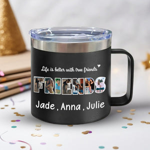 Gift For Sister/Friend/BFF/Bestie/Cousins - Personalized 14oz Stainless Steel Tumbler With Handle