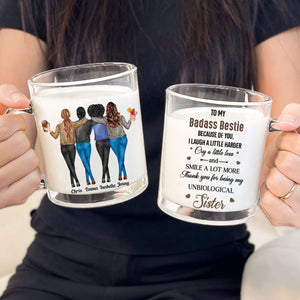 Because Of You I Laugh A Little Harder Friendship-Personalized Glass Mug