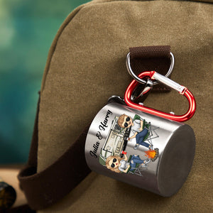 Let's Sit By The Campfire - Personalized Carabiner Camping Mug - Gift For Camping Lovers