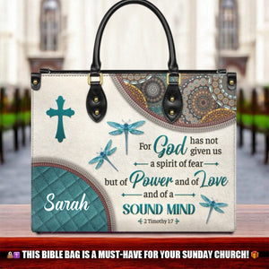 Personalized For God has not given us a spirit of fear-Bible Verse Leather Bag