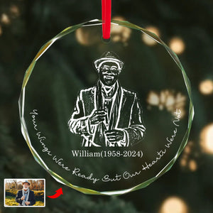 Personalized Memorial Crystal Ornament, Engraved Photo Christmas Glass Ornament