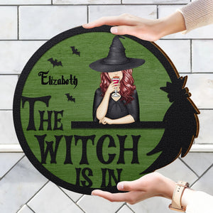 Halloween The Witch Is In - Personalized Custom Shaped Wood Sign Gift