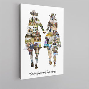 Horse Couple Themed Personalized Custom Photo Collage Poster Cowboys Cowgirls Gifts