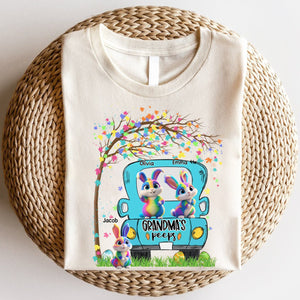 Personalized Grandma's Kids Bunny Tree Easter Day Pure Cotton T-Shirt