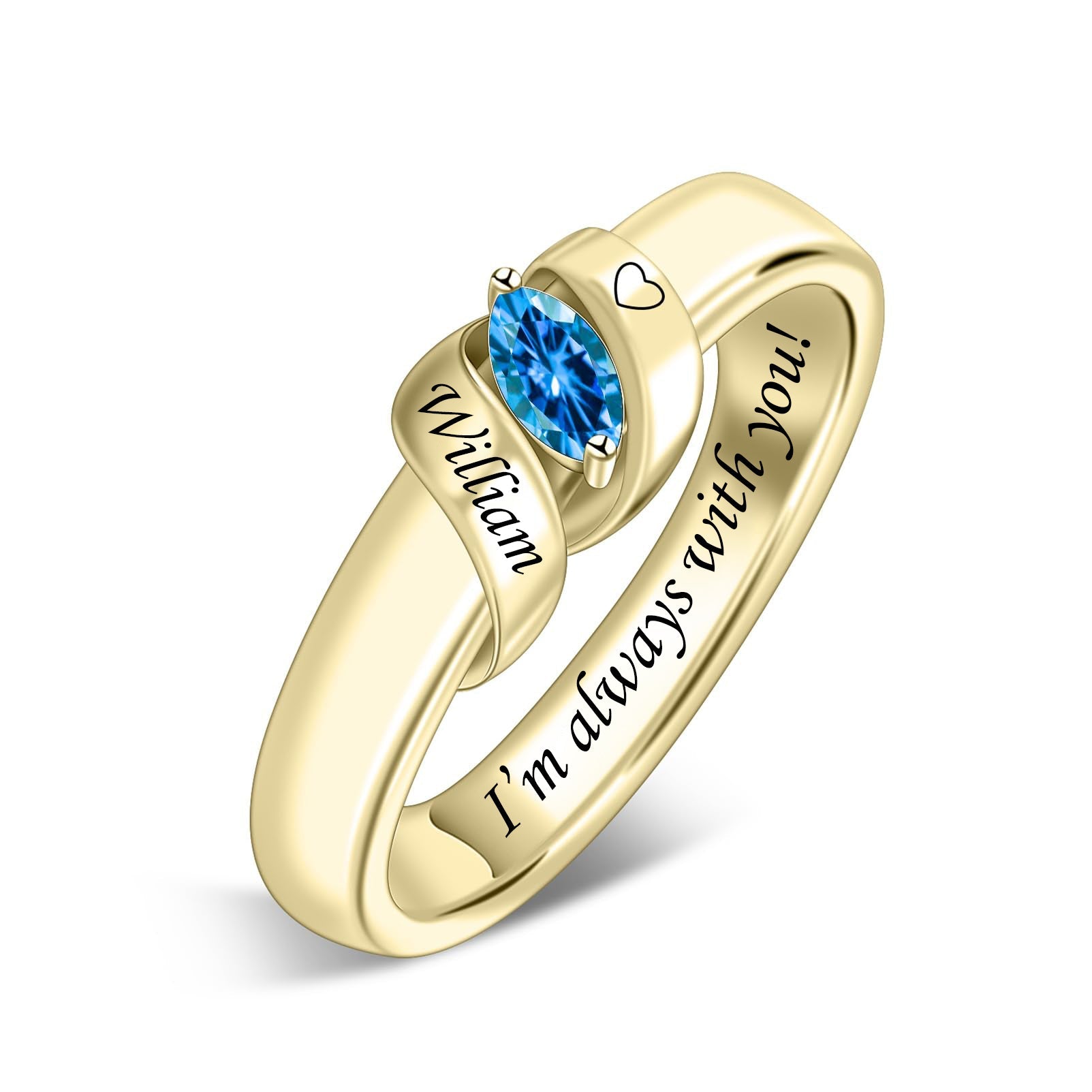 Personalized Birthstone Hug From Heaven Memorial Ring