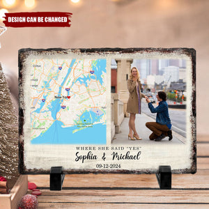 Meaningful Engagement Gift Custom Map & Photo Slate