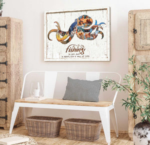 Octopus Fishing Photo Collage Personalized Canvas/Poster Gift