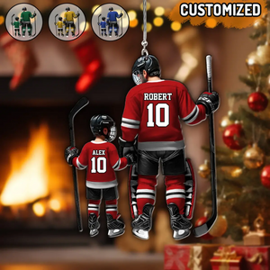 Father And Son – Personalized Ice Hockey Players Shaped Acrylic Ornament