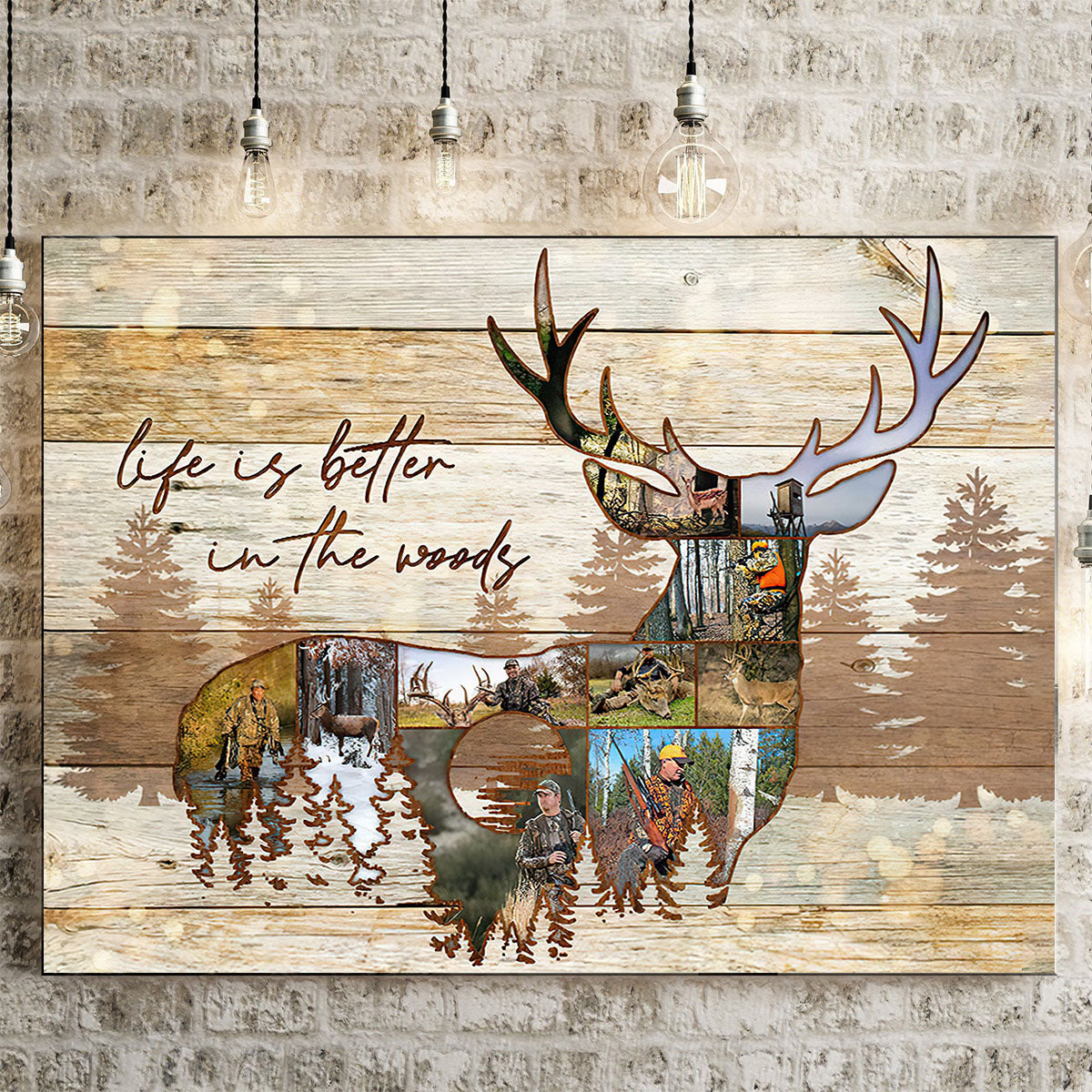 Personalized Deer Photo Collage Poster, Gift For Hunter