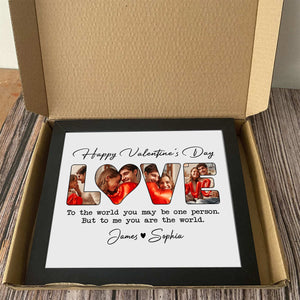 To Me You Are The World Custom Photo Personalized Valentine Picture Frame For Couple