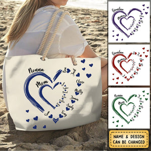 Personalized Beach Bag - Little Sweethearts - Gift For Mom Grandma