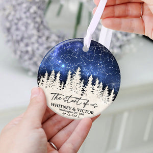 Personalized Star Map Couple Christmas Ceramic Ornament