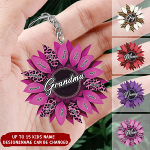 Personalized Family Sunflower Acrylic Keychain