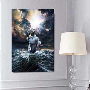 The Savior Who Calms Every Storm  -Christian canvas, Christian home decor